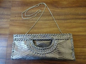 Big Buddha Metallic Silver Embossed Fold Over Clutch With Chain Strap EUC - Picture 1 of 7