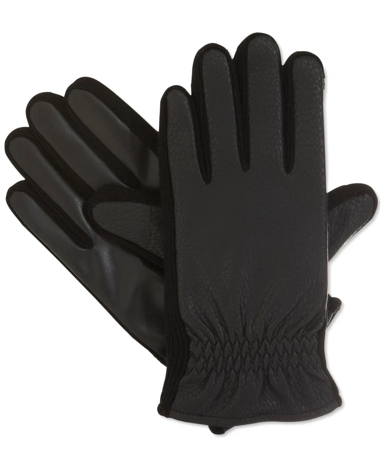 $125 Isotoner Hombres Negro Cuero Thermaflex Smartouch Nappa Invierno Cálido Guantes M Foto 1 de 1