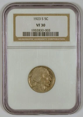 1923-S Buffalo Nickel from the San Francisco Mint Graded VF30 by NGC - Image 1 of 4