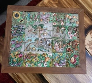 BYRON'S SECRET GARDEN PICTURESQUE HARMONY KINGDOM 20 MARBLE-RESIN TILES & FRAME - Picture 1 of 19