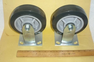 Paar 2 Polyurethan Rollen Industrie Schwerlast 6 Zoll x 2 Zoll Fettverschraubungen auch - Bild 1 von 2