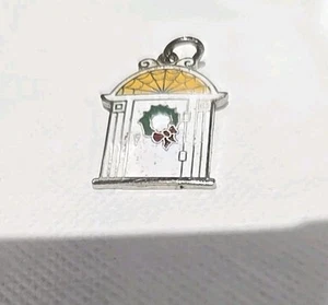 Vintage Sterling Silber Emaille Weihnachten Tür graviert 12.25.1975Ch #13 - Bild 1 von 3