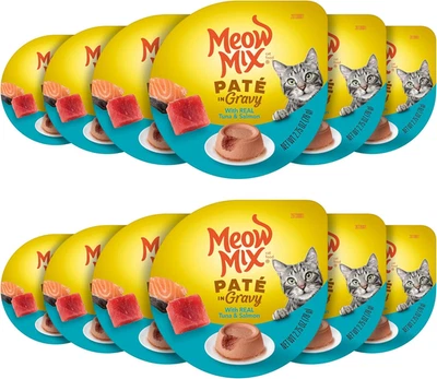 Paté in Gravy 湿猫粮含真金枪鱼和三文鱼,2.75 盎司(12 件装) — 第 1/4 张图片