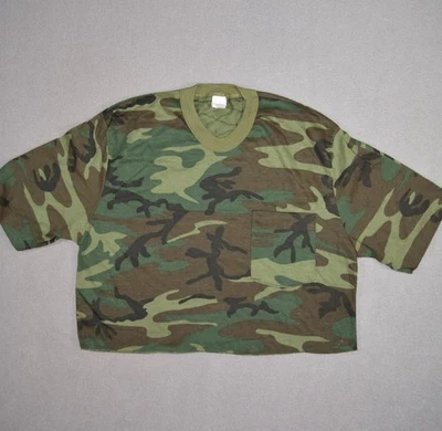 Vintage Camo T Shirt Womens Medium Cropped Woodland Single Stitch Made in USA - Image 1 of 4