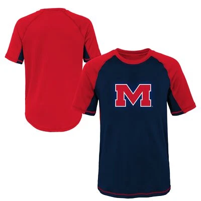 Camisa Outerstuff NCAA Juvenil Mississippi Ole Miss Rebels Bloque de Color Protección contra Erupciones Foto 1 de 3