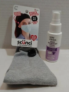 Scunci Hairband Heather Light Gray with Black Buttons For Face Mask Hooks plus - Picture 1 of 3