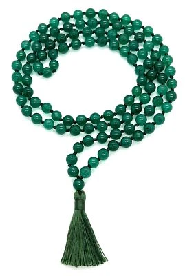 Find Harmony & Growth: Hand-Knotted Green Jade Mala (108 Beads, 8mm) - Libra - Image 1 of 4