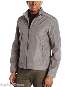 Men's Andrew Marc New York City Rain Tech Moto Jacket Platinum Size Medium - Picture 1 of 8
