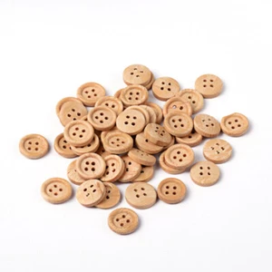 50 pcs Wheat Natural Round 4 Hole Wooden Buttons Sewing Buttons 13mm Hole 1mm - Picture 1 of 2