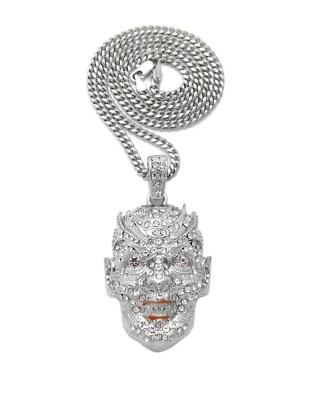 Colgante Plata PT Rey Noche y 18" ~ 24" Cuerda Cubana Caja Cadena Hip Hop Collar Foto 1 de 4