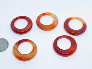 Genuine Carnelian Gemstone Donut Shaped Pendant 28mm. Jewelry Making Supply. - Picture 1 of 3