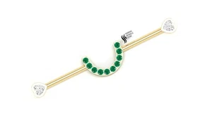 Lab diamond industrial piercing diamond straight barbell solid gold - Picture 1 of 5