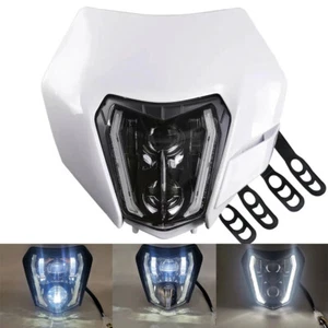 LED Headlight White Mask For SUZUKI DRZ 400E/400S/400SM DR 200S DR 650SE DR-Z400 - Picture 1 of 8