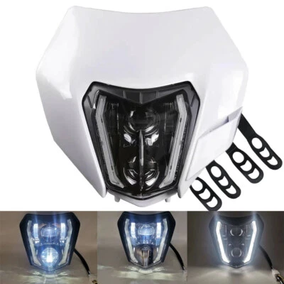 Máscara blanca de faros LED para SUZUKI DRZ 400E/400S/400SM DR 200S DR 650SE DR-Z400 Foto 1 de 4