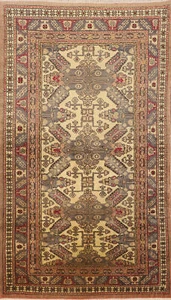 Vintage Geometric Wool Anatolian Turkish Accent Rug 3x6 Handmade Foyer Carpet - Picture 1 of 18