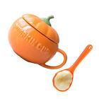 Halloween Pumpkin Ceramic Mug With Lid And Spoon - 300Ml-Dh
