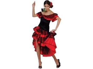 Adult Women's Spanish Senorita Fancy Dress Costume & Rose Headpiece