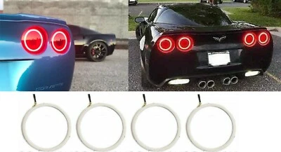 (Set/4) Red LED Tail Light Halo Inserts for 2006-2013 Chevy Corvette 140mm - Image 1 of 4