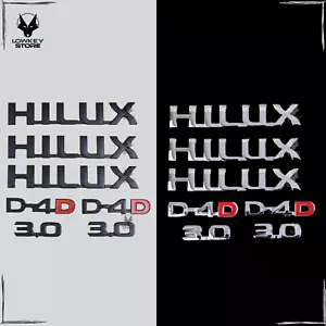 HILUX 2005-2015 Badge 7 Piece Set - HILUX/D4D/3.0 MATTE BLACK or CHROME Emblem - Picture 1 of 3