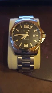 Longines Conquest Quartz L3.659.4 Black Silver Bracelet 41mm date @3 uk - Picture 1 of 9