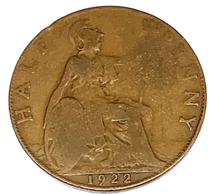 # C6794    GREAT BRITAIN     COIN,     HALF  PENNY    1922 - Picture 1 of 2