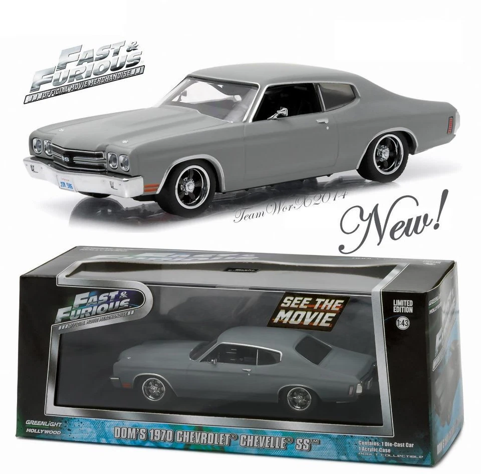 GREENLIGHT FAST & FURIOUS DOM'S 1970 CHEVY CHEVELLE SS DIECAST CAR 1:43 86227 - Image 1 of 4
