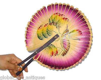 Original Old Vintage Beautiful Colorful Paper Handmade Chinese Hand Fan.G62-6 • 106.34$