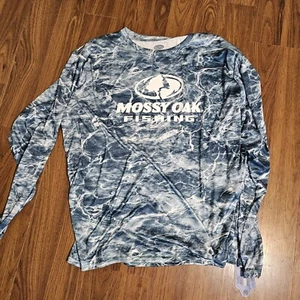 Mossy Oak Fishing Elements Aqua Camo Long Sleeve Tech Shirt Sz 4XL Fish Logo NEW - Picture 1 of 8