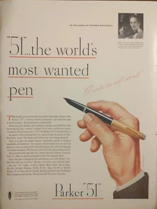 Anuncio impreso Parker 51 1947 vintage. Ilustrador con Norman Rockwell - Imagen 1 de 2