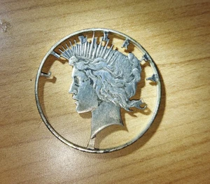 Antiker 90% Silber Peace Dollar Lady Liberty Cut Out Münze Anhänger - Bild 1 von 5