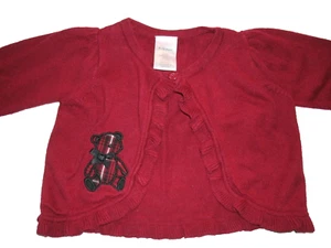 Gymboree Girls Cardigan Red Teddy Bear Ruffles 6-12 Months Holiday Christmas - Picture 1 of 12
