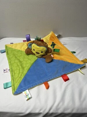 Taggies Patchkin Pals Monkey Baby Security blanket Yellow Blue Green Lovey Plush - Image 1 of 4
