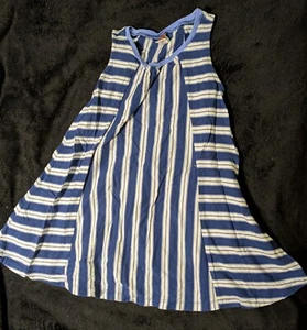 tea collection blue and white striped girls dress size 5 - Picture 1 of 1