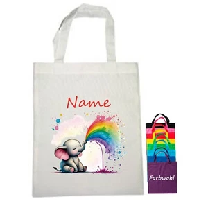 Elefant Stoffbeutel mit Namen personalisiert | Tasche 9 Farben | Stofftasche - Bild 1 von 6
