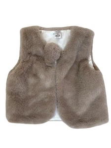 Willow & Wyatt Girls Faux Fur Vest 4T Pompon Closure Fall Winter Boho Cowgirl - Picture 1 of 8