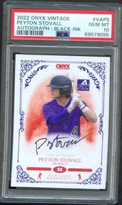 2022 Onyx Vintage AUTOGRAPH Black Ink 1/5 PEYTON STOVALL Arkansas PSA 10 GEM - Picture 1 of 2