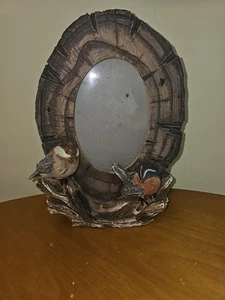 Rustikaler Vögel auf Baum Bilderrahmen Harz Top Zustand Rahmengröße 10,5"x7,5" - Bild 1 von 4