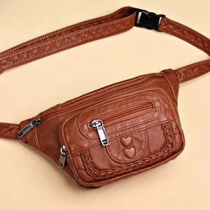 Soft Leather Belt Bag Large Capacity Chest pack Shoulder Crossbody Bag Female - Picture 1 of 7