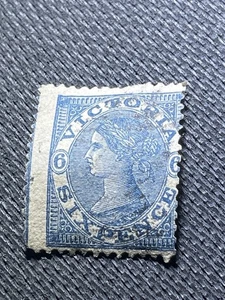 Antico francobollo Victoria 6 pence Scott #92A11 usato filigrana fine 75 - Foto 1 di 4