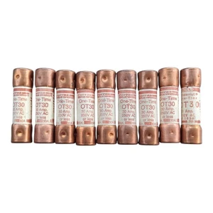 9 Stück FERRAZ-SHAWMUT OT30 30AMP Einmalsicherung 250VOLT FP17-10 Geprüft 0T30 Sicherungen - Bild 1 von 2