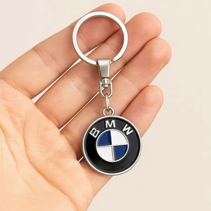 (2 Pcs) Vintage Retro BMW Logo Keychain Metal Round Key Fob for Car Keys or Gift - Picture 1 of 8