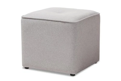 Catalina Modern And Contemporary Fabric Upholstered Ottoman, Light Grey - Image 1 of 4