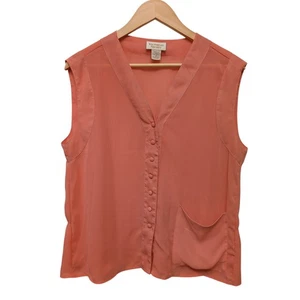 Blusa Victoria's Secret Abotonada Coral Talla M Espalda Peplum Etiqueta Dorada Transparente - Imagen 1 de 5