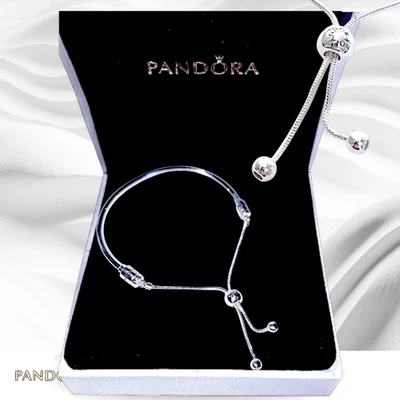 Pandora Bracelet, Silver Bangle Adjustable to 10" #587953C US SELLER - Image 1 of 4
