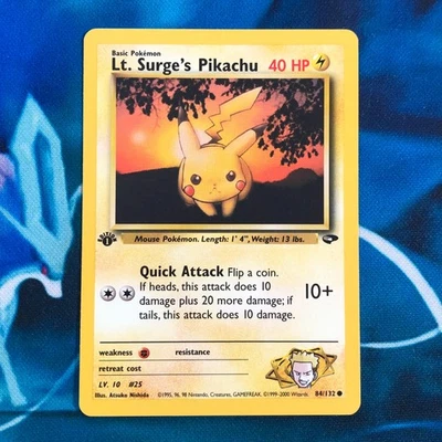 Lt. Surge's Pikachu - 84/132 - 1st Edition Gym Challenge Set - Pokemon Card - LP - Image 1 of 4