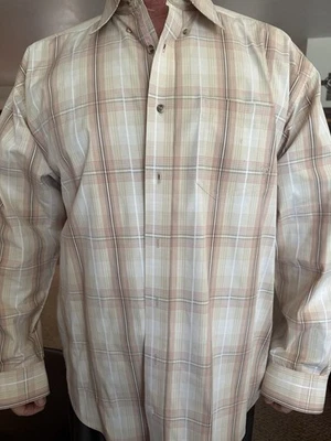 Camisa de vestir Ariat XXL manga larga para hombre, color tostado a rayas Foto 1 de 2