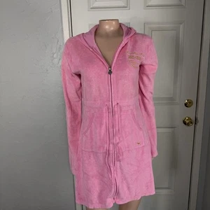 Vestido ROSA Vintage Y2K Victoria's Secret M Playa Con Capucha Terry Tela Logo E3-11 - Imagen 1 de 10