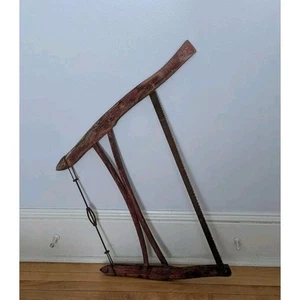 Vtg Buck Cross Cut Bow Hand Saw Logging Tool Primitive Rustic Decor Faded Red - Picture 1 of 6