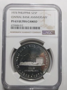 Philippines 25 Piso Central Bank, 1974, NGC PF 63 Ultra Cameo - Picture 1 of 3