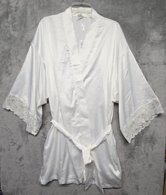 Torrid Ever After Robe Womens Size 2X White Bride Satin Lace Belted Pockets - Image 1 of 4